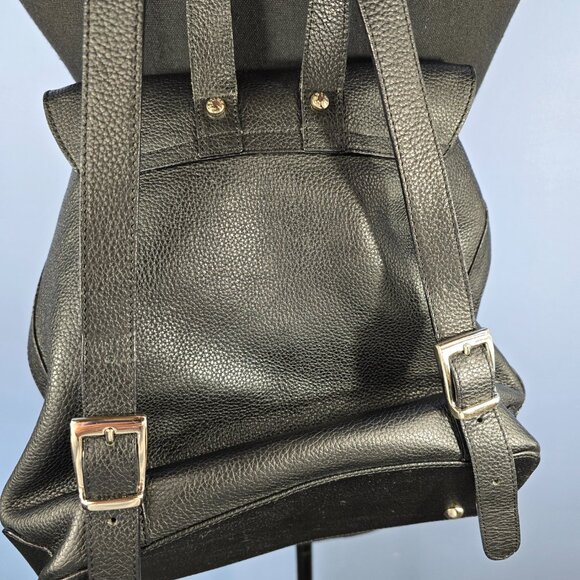 I Santi Black Leather Backpack Made in Italy Adj Straps Casual Chic Academia main image 8